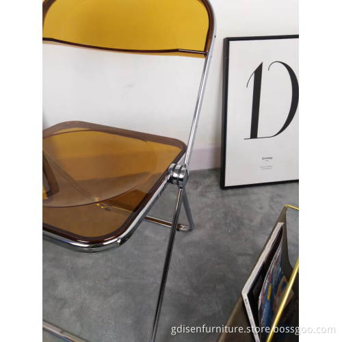 hot sale clear folding chair clear plasticchrome steelframe